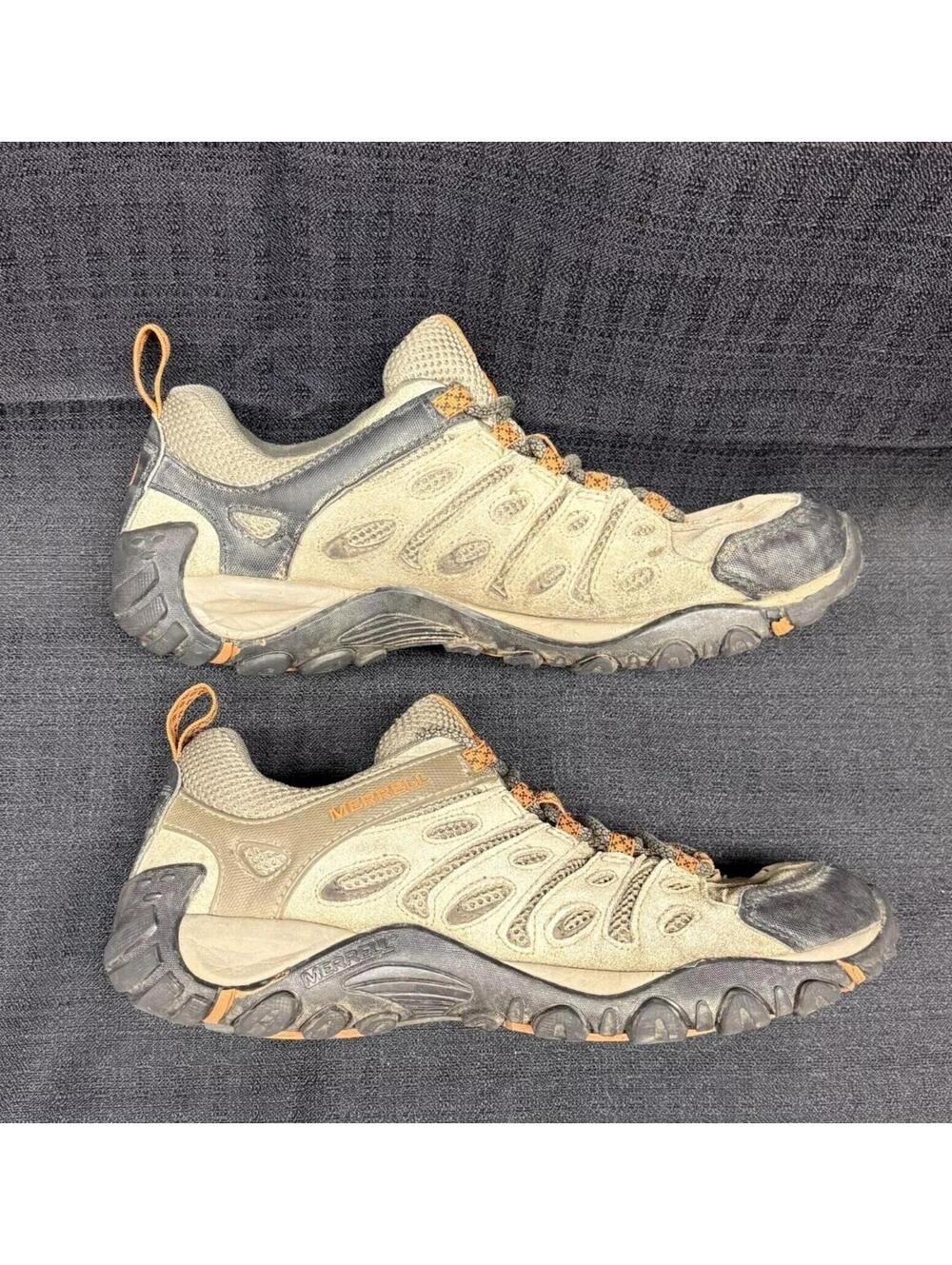 Merrell Crosslander‎ 2 Hiking Shoes Mens 9 Tan Black Suede Lace-Up J50007